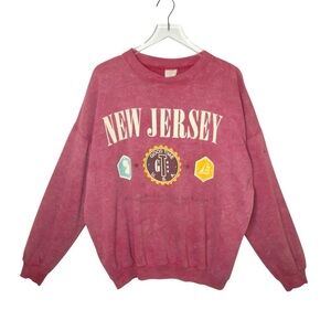 Vintage New Jersey Sunwashed Red Women’s Oversized Super Soft Sweatshirt Sz L